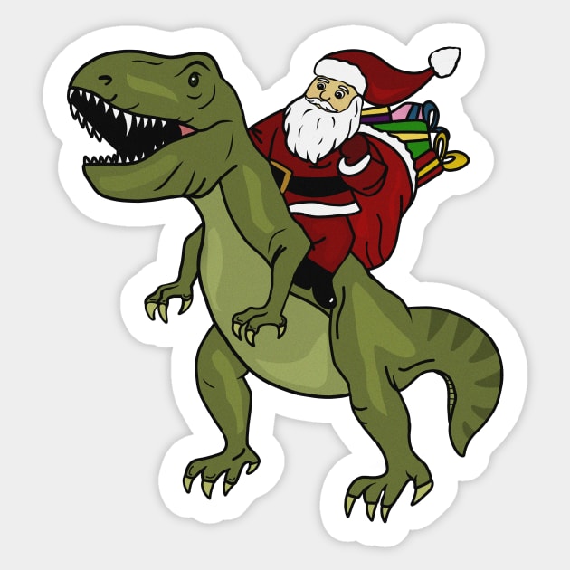 Dinosaur Christmas Gift Xmas T Rex Santa Funny Sticker by logiamerch